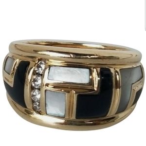 Asch Grossbardt 14k Gold Multi Gemstone Inlay Ring